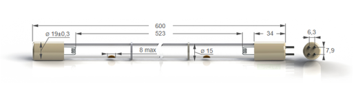 Бактерицидные амальгамные лампы бактерицидные высокой мощности с кварцевым стеклом Zercale Amalgam